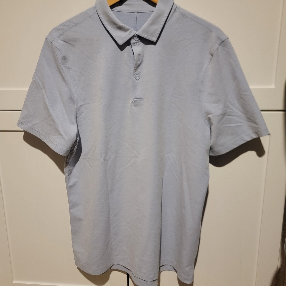 Lululemon Evolution Men's Short Sleeve Polo Shirt Heathered Starch Blue Size M
